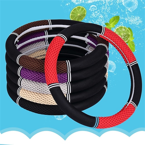 

1 PCS Microfiber Breathable Ice Silk Car Steering Wheel Cover Stable Universal Fit For 15""~15""1/2