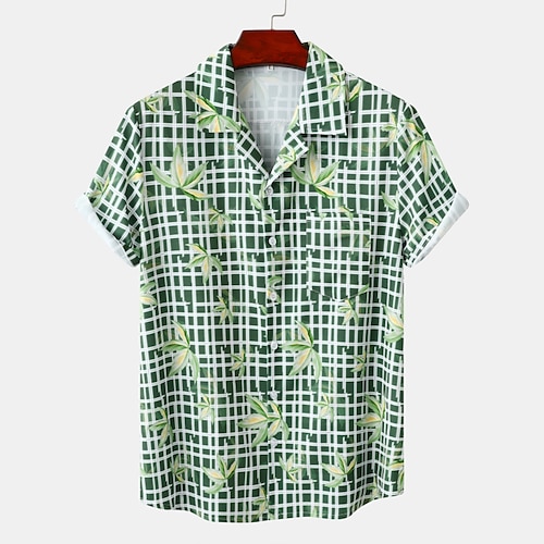 

Men's Shirt Graphic Turndown Casual Daily Short Sleeve Tops Tropical Green