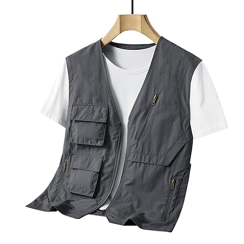 

Men's Fishing Vest Hiking Vest Top Outdoor Windproof Multi-Pockets Breathable Quick Dry Chinlon Black Army Green Grey Hunting Fishing Climbing / Lightweight / Multi Pockets / Multi Pockets