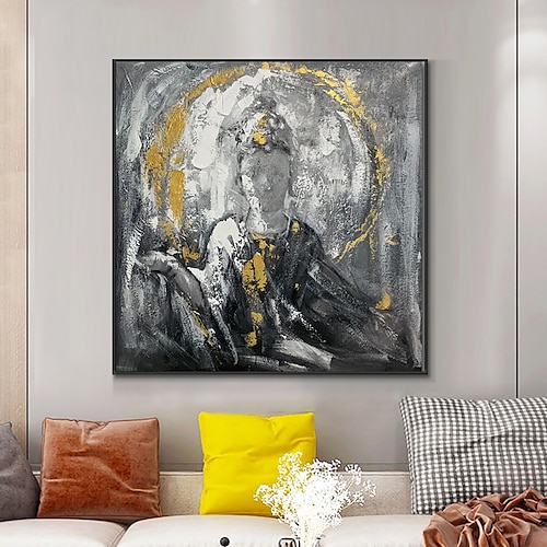 

Handmade Oil Painting Canvas Wall Art Decoration Modern Asian Religious Buddha Avalokitesvara for Home Decor Rolled Frameless Unstretched Painting