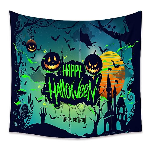 

Halloween Backlight UV Reactive Wall Tapestry Hanging Cloth Poster Fluorescent Home Decoration Background Cloth Art Home Bedroom Living Room Decoration