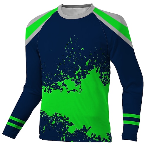 

Men's Downhill Jersey Long Sleeve Green Graffiti Bike Breathable Quick Dry Polyester Spandex Sports Graffiti Clothing Apparel / Stretchy