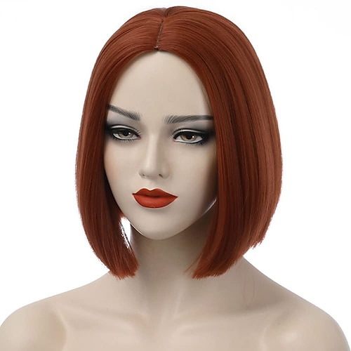 

Ginger Wig Bob Wig Short Straight Hair Wigs Middle Part for Women Girls Synthetic Heat Resistant Halloween Costume Party Wig