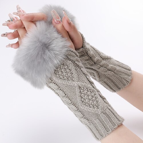 

Women's Fingerless Gloves Warm Winter Gloves Gift Daily Solid / Plain Color Knit Acrylic Fibers Cosplay 1 Pair