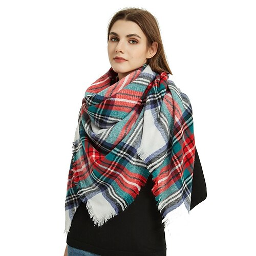 

Women's Shawl Kerchief Daily Holiday Tie Dye Linen Bohemia Warm 1 PC