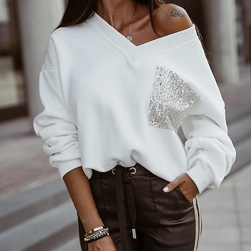 

Women's Sweatshirt Solid Color Casual Daily Casual Streetwear Hoodies Sweatshirts White Black Gray