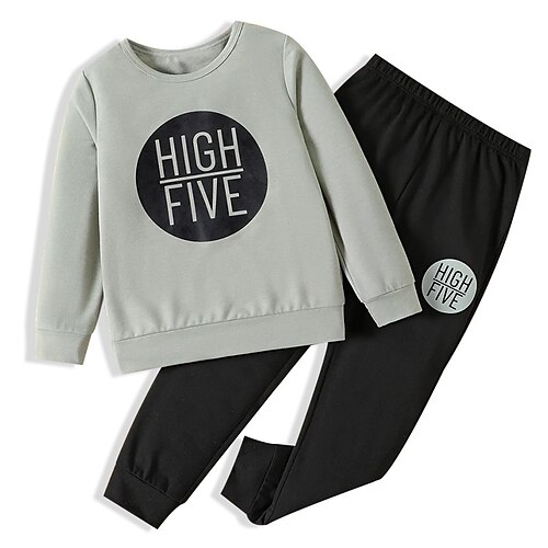 

Kids Girls' Sweatshirt Pants Clothing Set 2 Pieces Long Sleeve Gray Letter Print Street Sports Vacation Fashion Comfort Cool Daily 3-12 Years