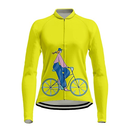 

21Grams Women's Cycling Jersey Long Sleeve Bike Top with 3 Rear Pockets Mountain Bike MTB Road Bike Cycling Quick Dry Moisture Wicking White Green Yellow Graphic Patterned Sports Clothing Apparel