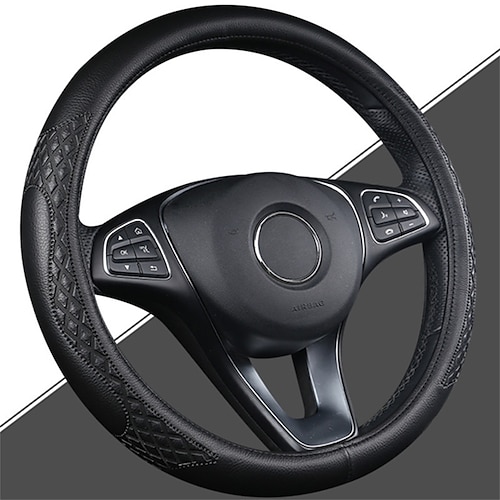 

1 PCS PU Leather Car Steering Wheel Cover Stable Universal Fit For 15""~15""1/2