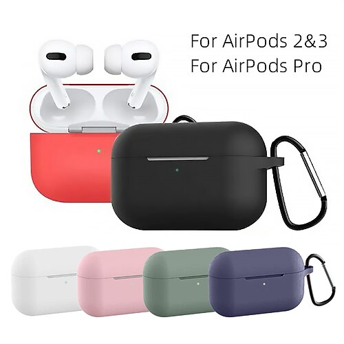 

Cubierta de la caja de Airpods Piel de silicona suave. Compatible con Apple AirPods Pro AirPods 3 2 1 Con Llavero Impermeable LED frontal visible