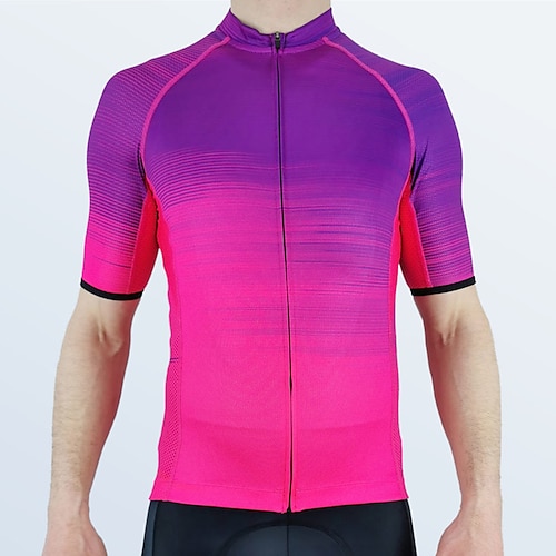 

21Grams Men's Cycling Jersey Short Sleeve Bike Top with 3 Rear Pockets Mountain Bike MTB Road Bike Cycling Breathable Quick Dry Moisture Wicking Reflective Strips Violet Gradient Polyester Spandex