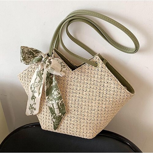 

Women's Tote Zipper Solid Color Holiday Green Brown