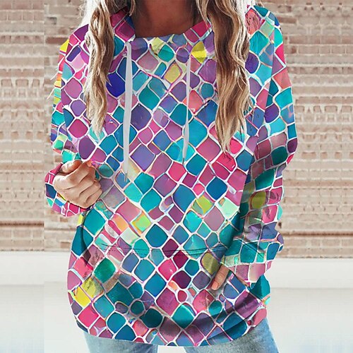 

Women's Hoodie Sweatshirt Green Graphic Sports Long Sleeve 3XL