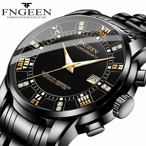 

FNGEEN Quartz Watch for Men Analog Quartz Stylish Stylish Formal Style Waterproof Calendar Noctilucent Alloy Alloy Leather Fashion