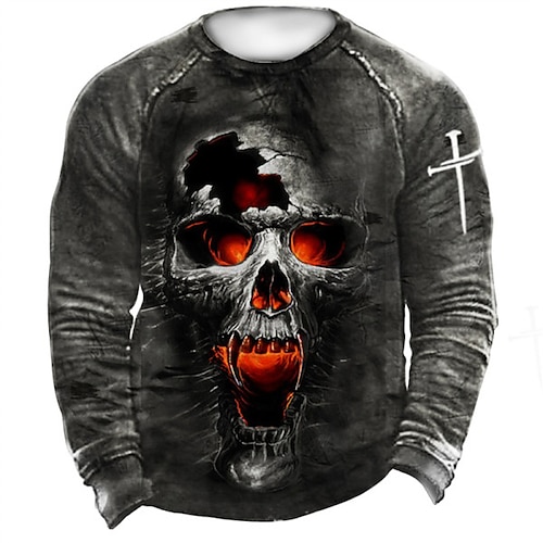 

Hombre Unisexo Sudadera Pull-over Gris Oscuro Cuello Barco Cráneos Caballeros templarios Estampados Retazos Estampado Diario Deportes Festivos Impresión 3D Ropa de calle Design Casual Primavera