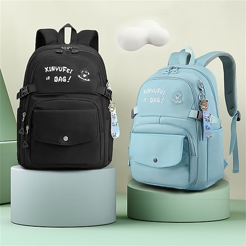 

School Backpack Bookbag Solid Color for Student Boys Girls Multi-function Water Resistant Wear-Resistant Nylon School Bag Back Pack Satchel 22 inch
