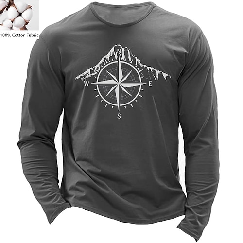 

Men's Unisex T shirt Tee Star Mountain Crew Neck Green Navy Blue Gray Black Print Outdoor Street Long Sleeve Print Clothing Apparel Sports Designer Simple Casual
