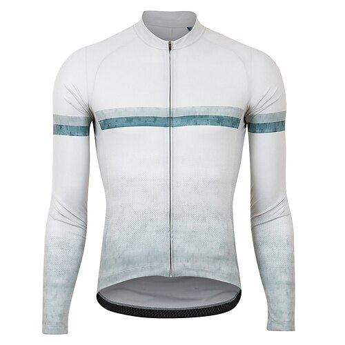 

21Grams Men's Cycling Jersey Long Sleeve Bike Top with 3 Rear Pockets Mountain Bike MTB Road Bike Cycling Breathable Quick Dry Moisture Wicking Reflective Strips White Stripes Polyester Spandex Sports