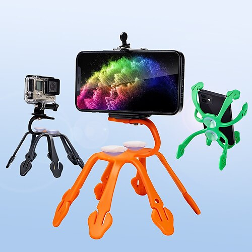 

Flexible Phone Holder Mount Tripod Universal Portable Adjustable Travel Tripod Stand Made of Silicone&Metal Creative Octopus Bionic for Car Vent Mini Camera Mobile Devices