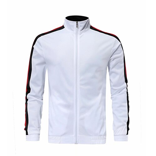 

Men's Track Jacket Windbreaker Breathable Lightweight Top Regular Fit Full Zip Stripes Spring Autumn Tennis Running Training / Micro-elastic