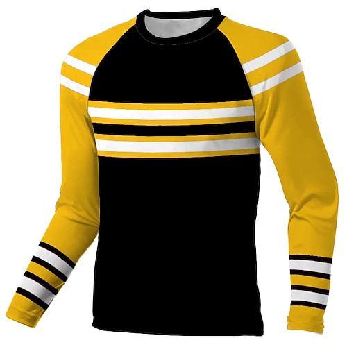 

Men's Downhill Jersey Long Sleeve Black Yellow Stripes Bike Breathable Quick Dry Polyester Spandex Sports Stripes Clothing Apparel / Stretchy