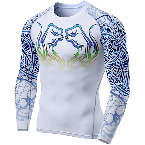 

Men's Compression Shirt Running Shirt Long Sleeve Compression Clothing Athletic Athleisure Breathable Moisture Wicking Soft Fitness Gym Workout Running Sportswear Activewear Golden Blue Grey