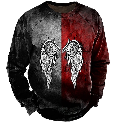 

Herren Unisex Sweatshirt Pullover Zur Seite fahren Rote Rundhalsausschnitt Farbblock Flügel Grafik-Drucke Patchwork Bedruckt Täglich Sport Festtage 3D-Druck Basic Strassenmode Casual Frühling Herbst