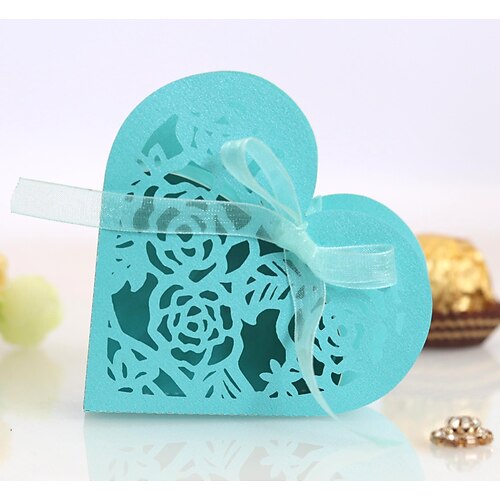 

Wedding Heart Gift Boxes Non-woven Paper Ribbons 100pcs