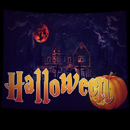 

Halloween Backlight UV Reactive Wall Tapestry Hanging Cloth Poster Fluorescent Home Decoration Background Cloth Art Home Bedroom Living Room Decoration