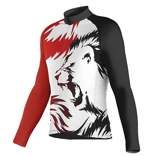 

21Grams Men's Cycling Jersey Long Sleeve Bike Top with 3 Rear Pockets Mountain Bike MTB Road Bike Cycling Breathable Quick Dry Moisture Wicking Reflective Strips Green Red Blue Animal Polyester