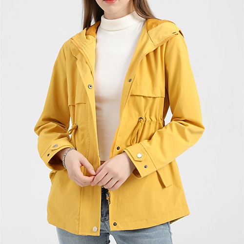 

Women's Hoodie Jacket Windproof Warm Outdoor Street Daily Vacation Button Pocket Single Breasted Hoodie Casual Modern Street Style Solid Color Regular Fit Outerwear Long Sleeve Winter Fall Black