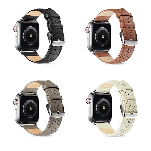

1pc Smart Watch Band Compatible with Apple iWatch 38/40/41mm 42/44/45mm Genuine Leather Luxury Adjustable Breathable Leather Loop for iWatch Smartwatch Strap Wristband for Series 7 / SE / 6/5/4/3/2/1