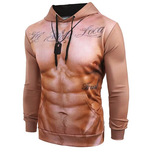 

Men's Unisex Hoodie Pullover Hoodie Sweatshirt Graphic Prints Muscle Print Hooded Daily Sports 3D Print Designer Casual Hoodies Sweatshirts Long Sleeve Brown
