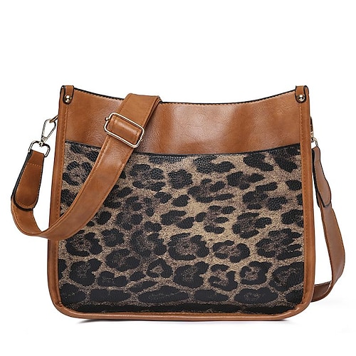 

Women's Sling Bags Crossbody Bag PU Leather Leopard Print Daily Going out Office & Career Creamy-white Grass Green Leopard Brown Macaron Purple