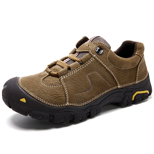 

Men's Sneakers Sporty Look Hiking Boots Sporty Casual Outdoor Daily Hiking Shoes Cowhide Dark Brown Khaki Winter Fall