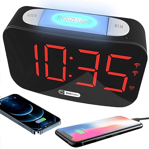 

Digital Alarm Clock for Bedroom 7 LED Large Display Auto Dimmer Clock 7 Color Night Light Adjustable Volume with Dual USB Charger Ports Snooze Battery Backup 12/24 Hours for Kids Adult Elderly