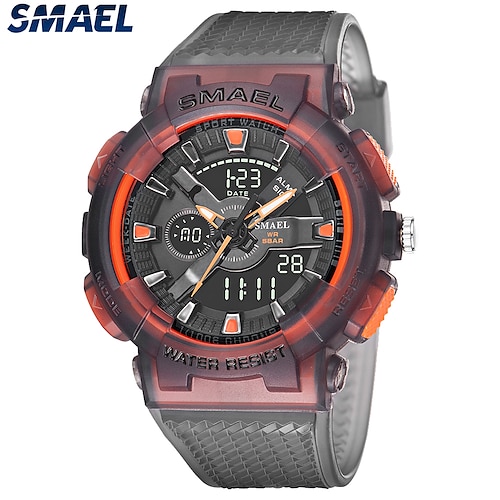 

SMAEL New Man Sport Watch Alarm Military Stopwatch LED Digital Back Light Dual Time Display Wristwatch For Men Father Gift