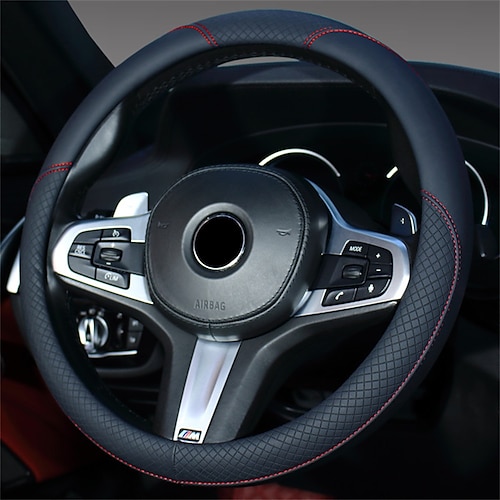 

1 PCS PU Leather Car Steering Wheel Cover Breathable Universal Fit For 15""~15""1/2