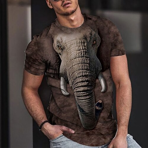

Men's T shirt Tee Tee Graphic Round Neck Brown Short Sleeve 3D Print Casual Daily 3D Print Tops Fashion Cool Designer Comfortable / Summer / Summer
