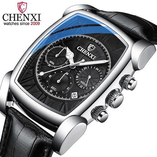 

CHENXI Men's Watch Top Luxury Brand Fashion Sports Multifunction Watch Men's Waterproof Quartz Watch Military Leather Watch