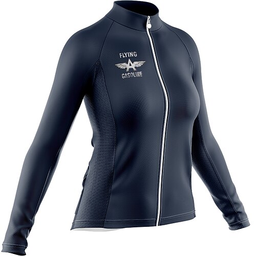 

Women's Cycling Jersey Long Sleeve Bike Jersey with 3 Rear Pockets Mountain Bike MTB Road Bike Cycling Breathable Ultraviolet Resistant Quick Dry Black Dark Navy Polyester Sports Clothing Apparel