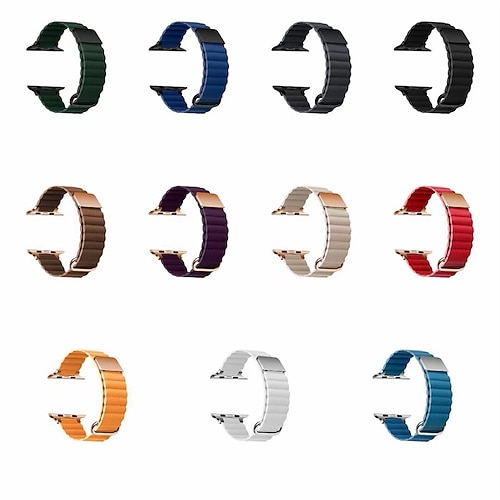 

1pc Smart Watch Band Compatible with Apple iWatch 38/40/41mm 42/44/45mm Metal PU Leather Adjustable Quick Release Magnetic Clasp Leather Loop for iWatch Smartwatch Strap Wristband for Series 7 / SE
