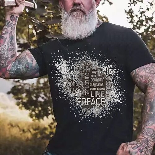 

Men's T shirt Tee Solid Color Graphic Letter Crew Neck Black Short Sleeve Outdoor Casual Tops Casual / Sports