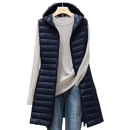 

Women's Vest Warm Breathable Outdoor Daily Wear Vacation Going out Zipper Zipper Hoodie Active Sports Comfortable Street Style Solid Color Loose Fit Outerwear Sleeveless Winter Fall Navy Black Pink M