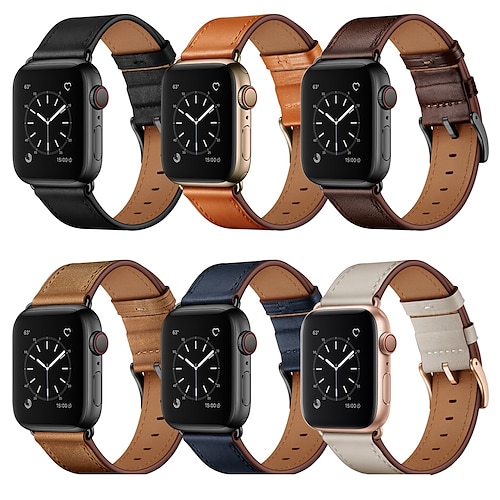 

1PC Smart Watch Band Compatible with Apple iWatch Series 8 7 6 5 4 3 2 1 SE Leather Loop for iWatch Smartwatch Strap Wristband Genuine Leather Adjustable Breathable Quick Release