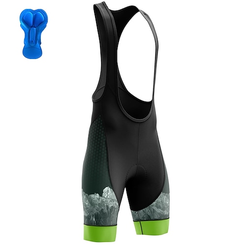 

21Grams Men's Cycling Bib Shorts Bike Bottoms Mountain Bike MTB Road Bike Cycling Sports Graphic 3D Pad Cycling Breathable Quick Dry Green Polyester Spandex Clothing Apparel Bike Wear / Stretchy