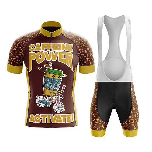 

21Grams Men's Cycling Jersey with Bib Shorts Short Sleeve Mountain Bike MTB Road Bike Cycling Brown Graphic Bike Clothing Suit 3D Pad Breathable Quick Dry Moisture Wicking Back Pocket Polyester