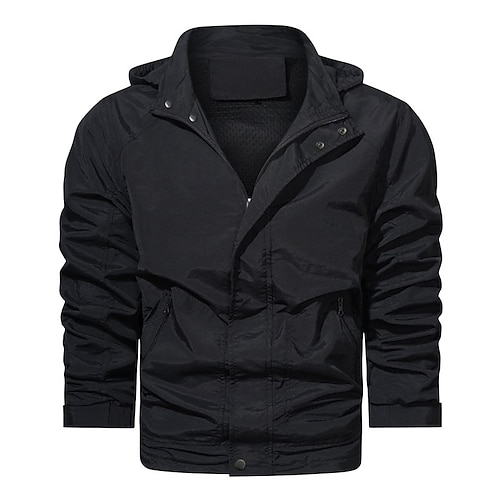 

Men's Bomber Jacket Hoodie Jacket Windproof Warm Street Daily Holiday Zipper Hoodie Casual Casual Daily Comfortable Jacket Outerwear Pure Color Pocket Full Zip Army Green Black / Fall / Long Sleeve