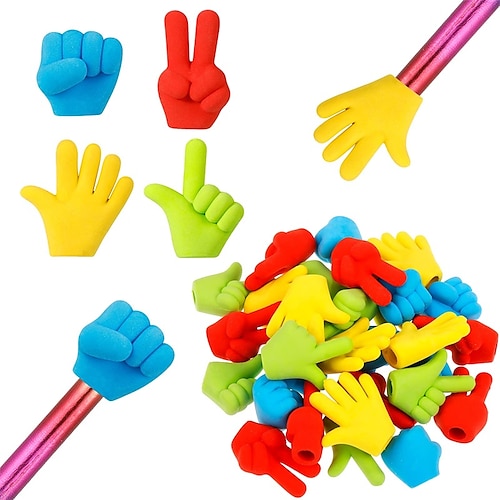 

Pencil Erasers Rubber Pencil Top Erasers Funny Pencil Eraser Toppers Rock Paper Scissors Erasers Pencil Top Erasers Cap Studying Supplies for Kids Students Teachers 4 Colors (30 Pieces)