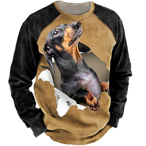 

Men's Unisex Sweatshirt Pullover Color Block Dog Graphic Prints Print Daily Sports Holiday 3D Print Vintage Streetwear Hoodies Sweatshirts Long Sleeve Green Black